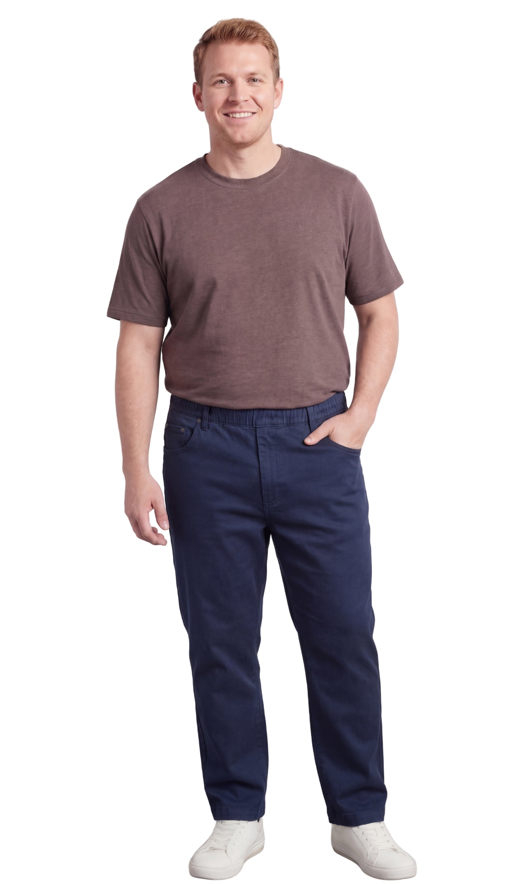 Men's Pull-On Denim and Twill Pants — Elastic Waist Easy Fit