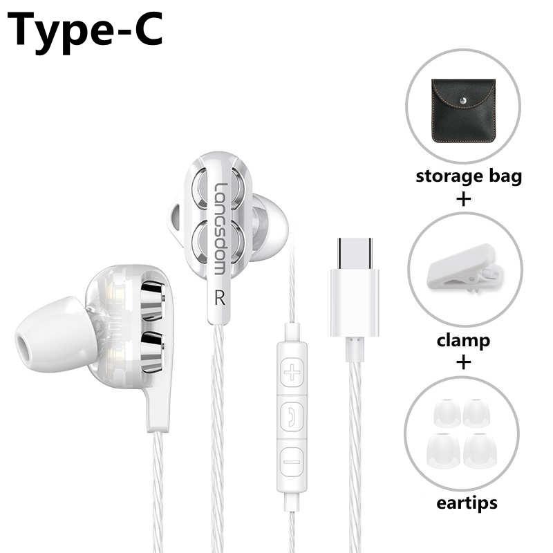 STEVVEX Wired Earphone Headphones with Microphone Dual Driver Phone Earphones Type C Ear phones