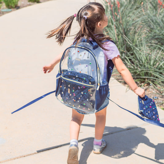 Clear Denim and Gems Backpack
