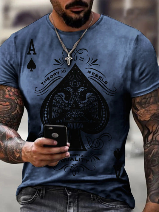 Men's Full Size Ace of Spades Graphic Print T-Shirt Plus Size