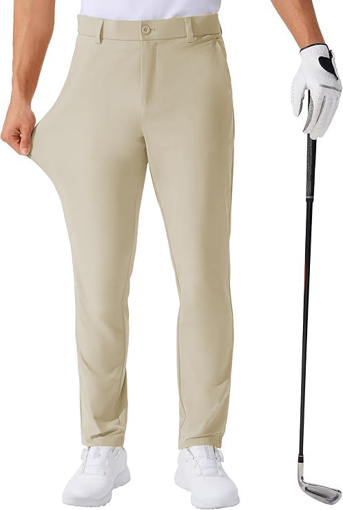 Stretch Solid Color Golf Men's Dress Trousers Long Pants