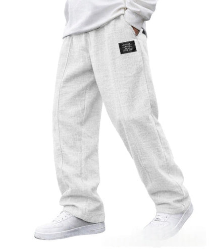 Mens Casual Embroidered-logo Drawstring Loose-fit Elastic-waist Pants With Pockets