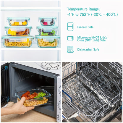 16-Piece Glass Food Storage Containers with Lids – Durable Set