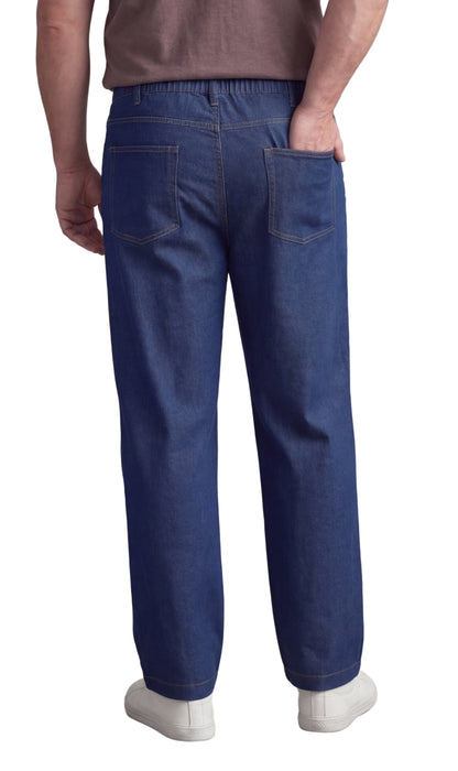 Men's Pull-On Denim and Twill Pants — Elastic Waist Easy Fit