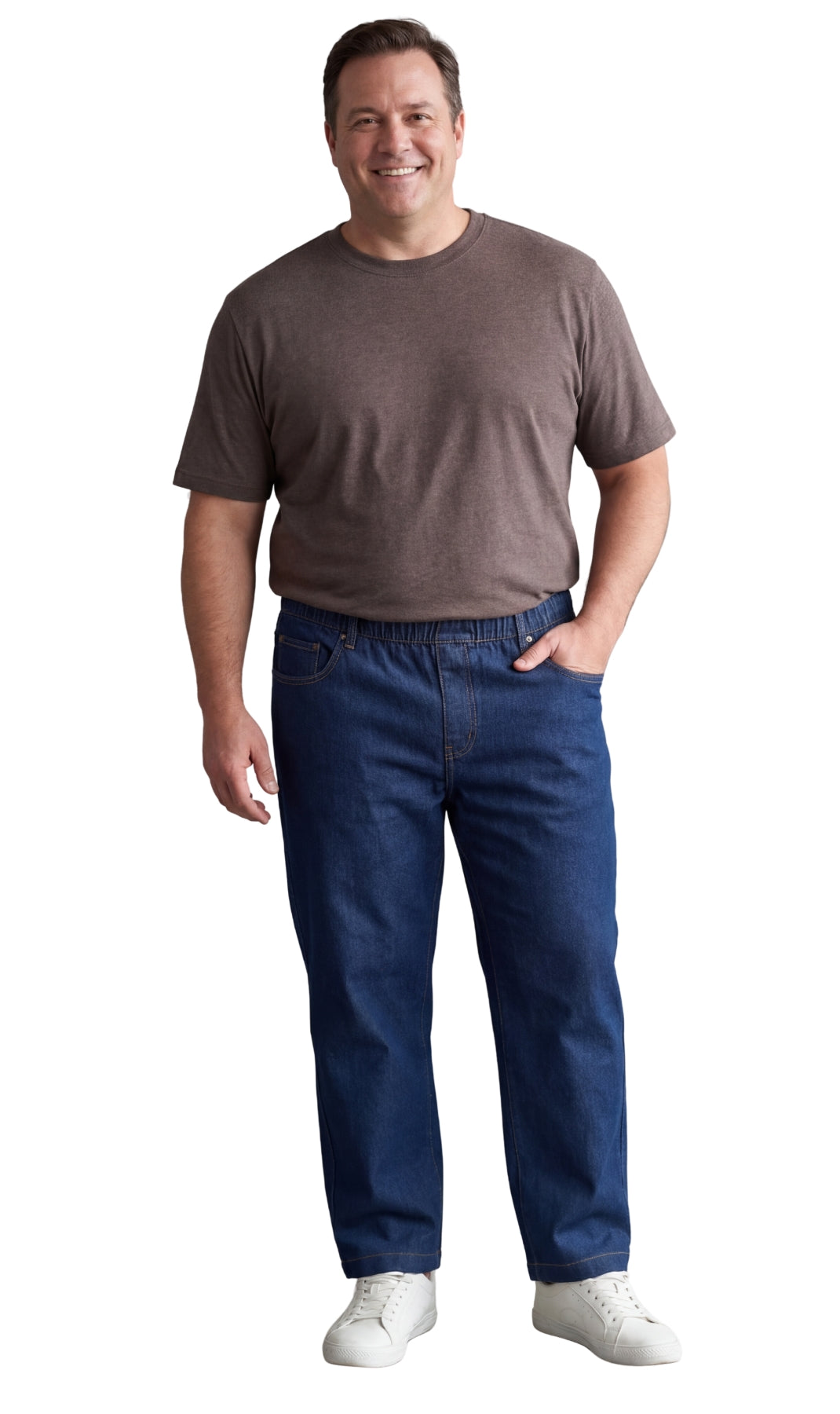 Men's Pull-On Denim and Twill Pants — Elastic Waist Easy Fit