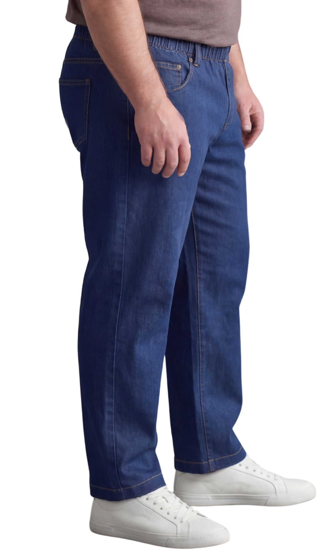 Men's Pull-On Denim and Twill Pants — Elastic Waist Easy Fit