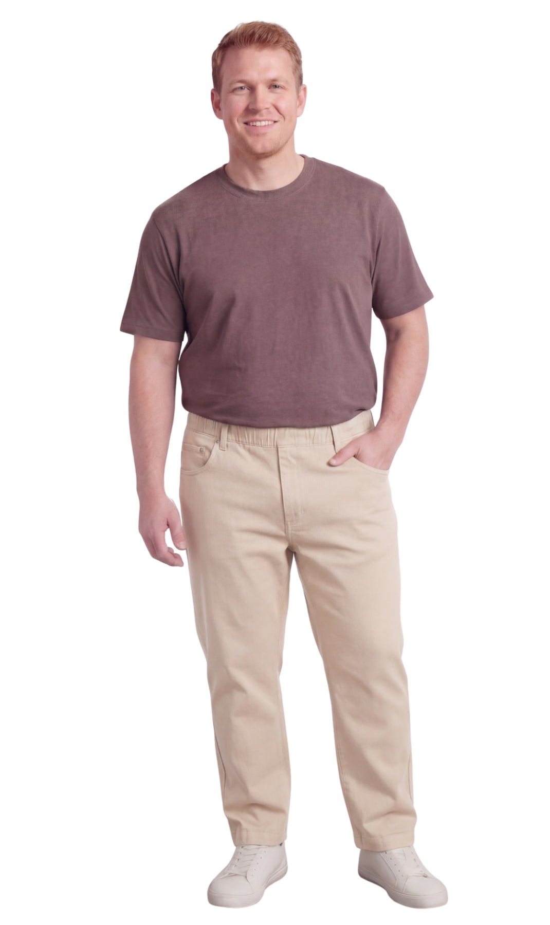 Men's Pull-On Denim and Twill Pants — Elastic Waist Easy Fit