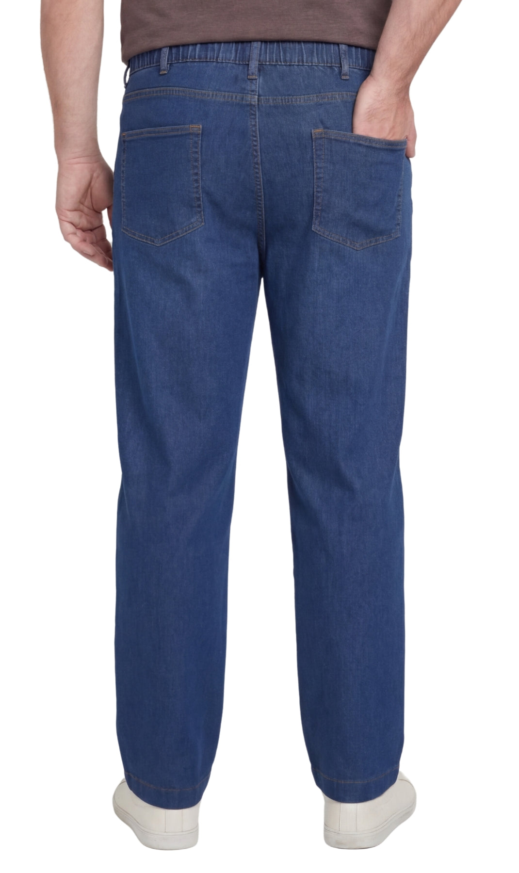 Men's Pull-On Denim and Twill Pants — Elastic Waist Easy Fit