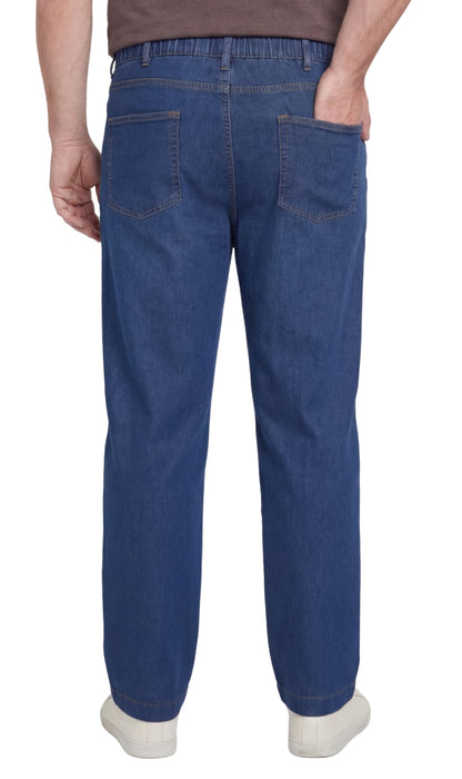 Men's Pull-On Denim and Twill Pants — Elastic Waist Easy Fit