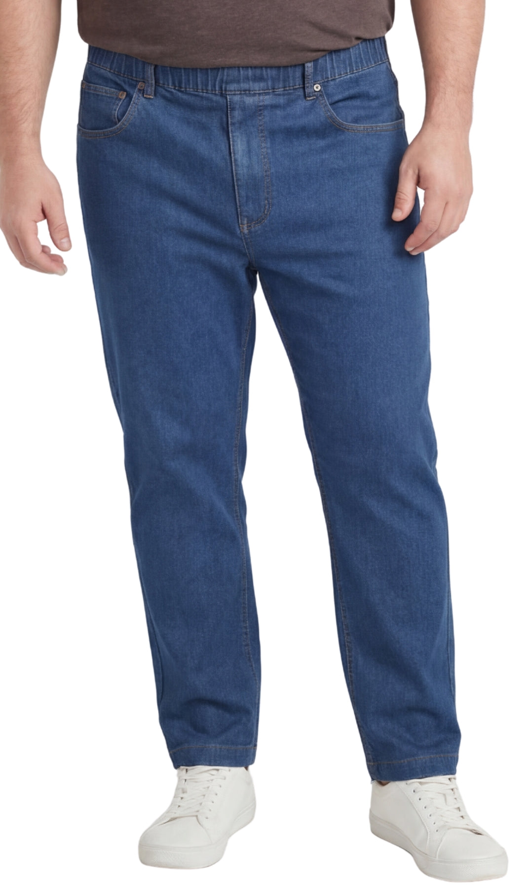 Men's Pull-On Denim and Twill Pants — Elastic Waist Easy Fit