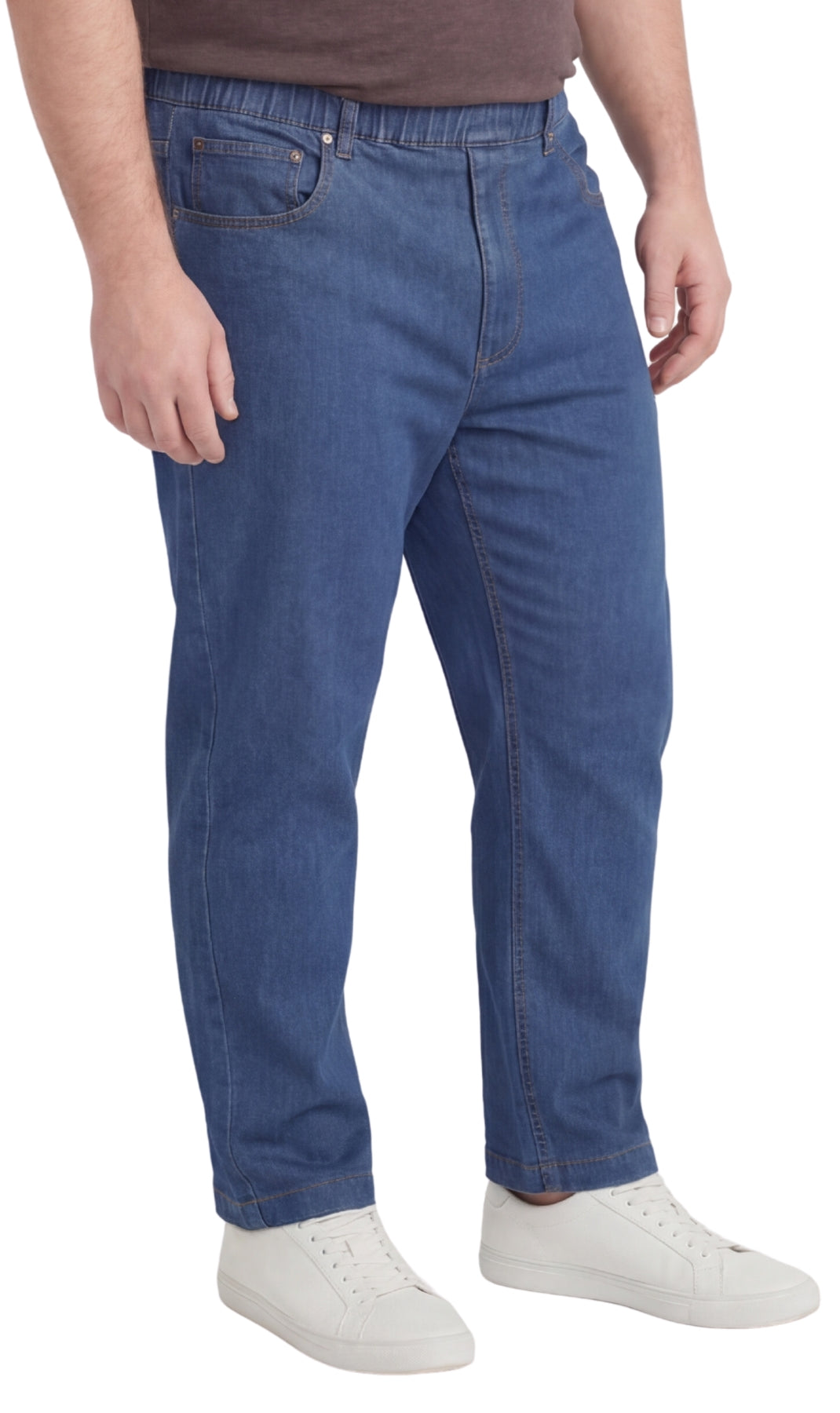 Men's Pull-On Denim and Twill Pants — Elastic Waist Easy Fit