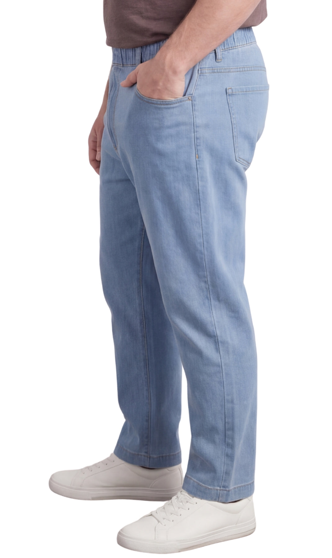 Men's Pull-On Denim and Twill Pants — Elastic Waist Easy Fit