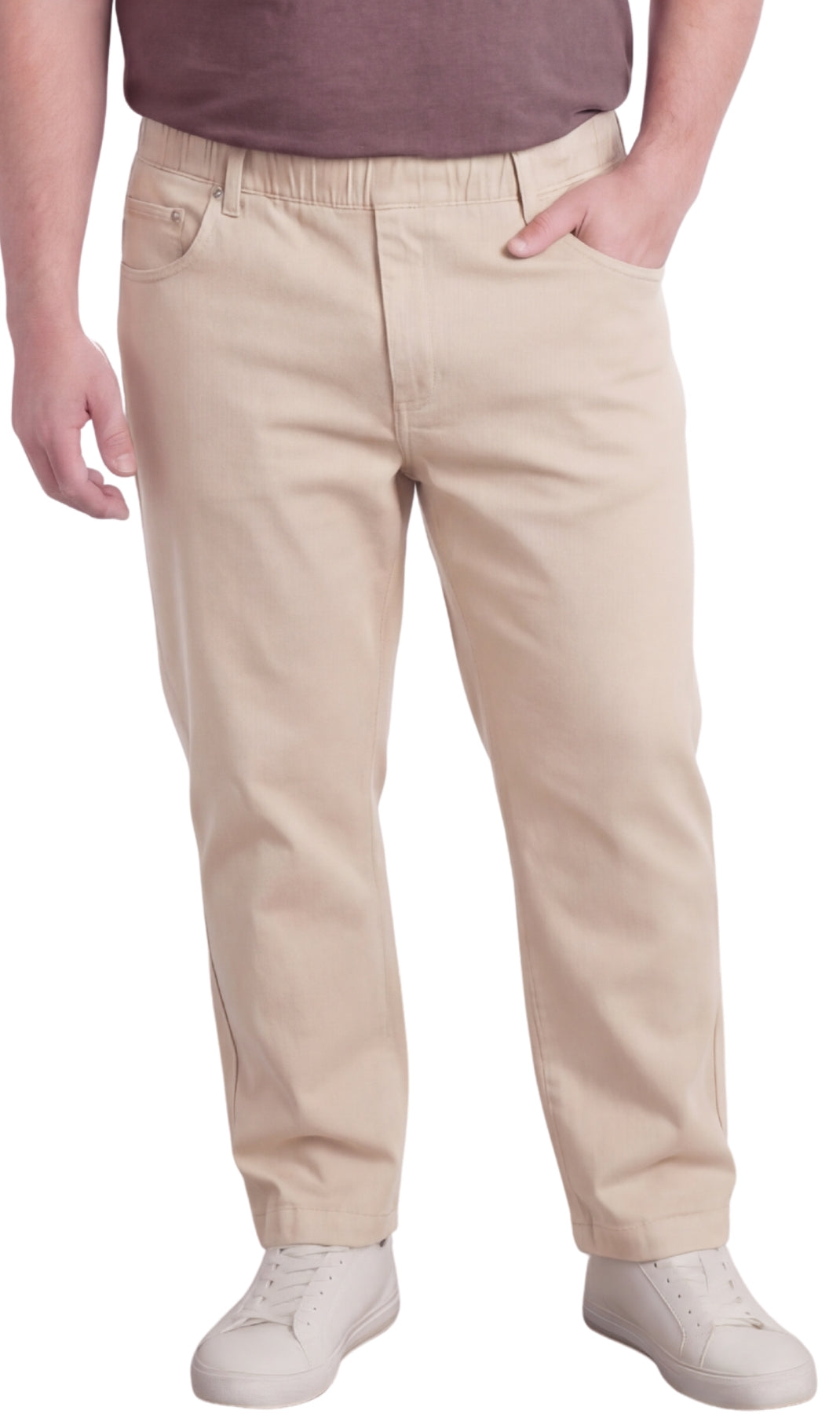 Men's Pull-On Denim and Twill Pants — Elastic Waist Easy Fit