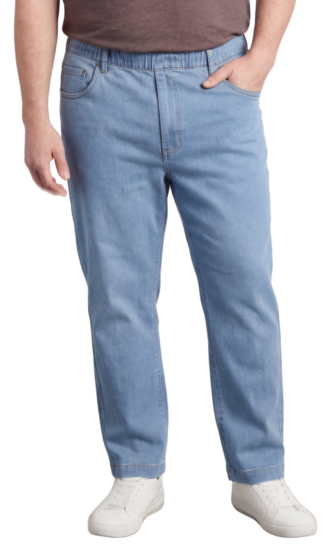 Men's Pull-On Denim and Twill Pants — Elastic Waist Easy Fit