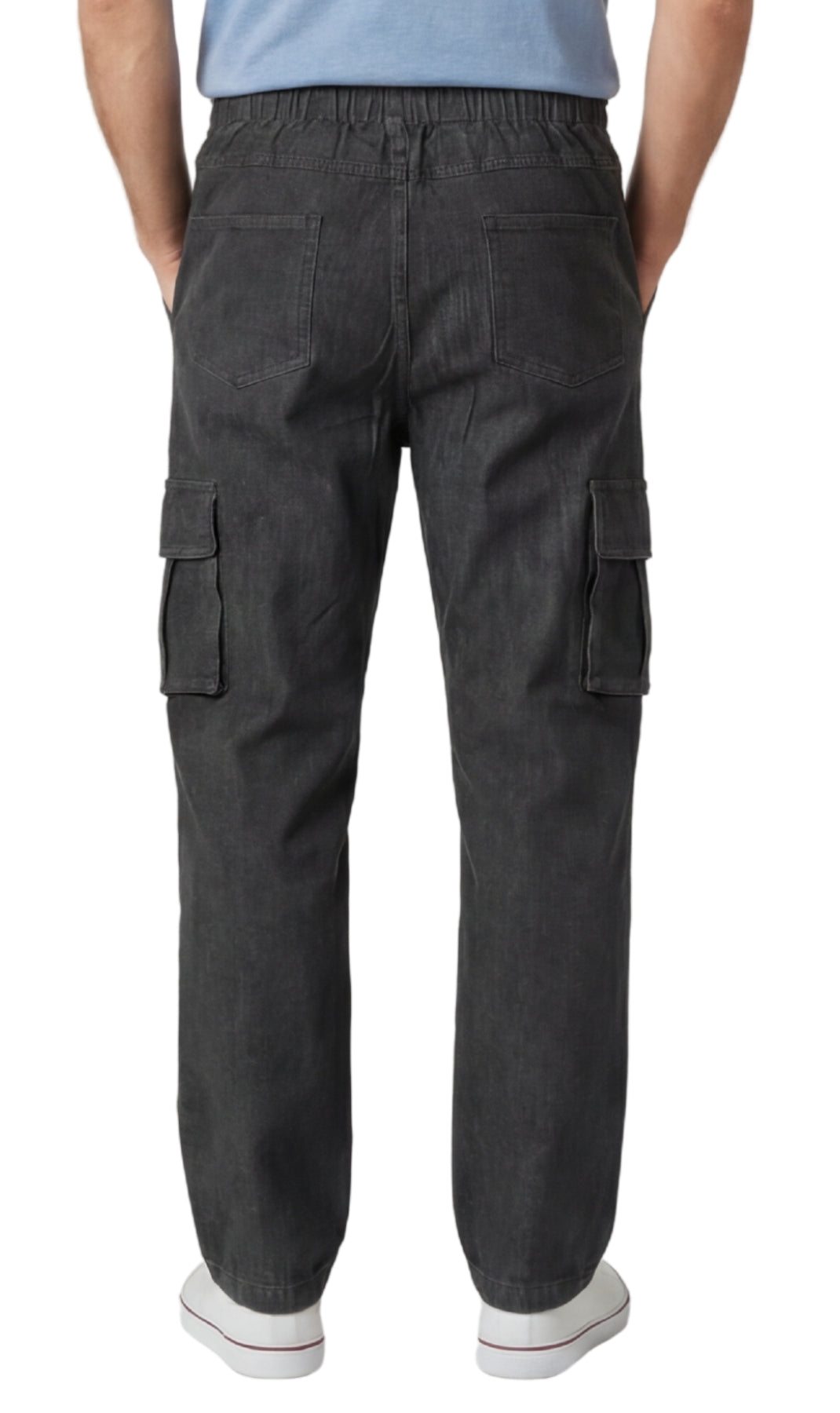 Men's Pull-On Jeans with Double Cargo Pockets — Lightweight Easy Fit