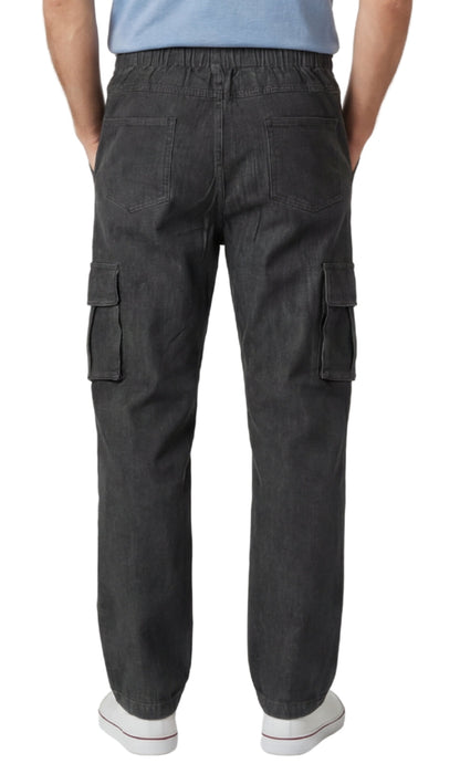 Men's Pull-On Jeans with Double Cargo Pockets — Lightweight Easy Fit