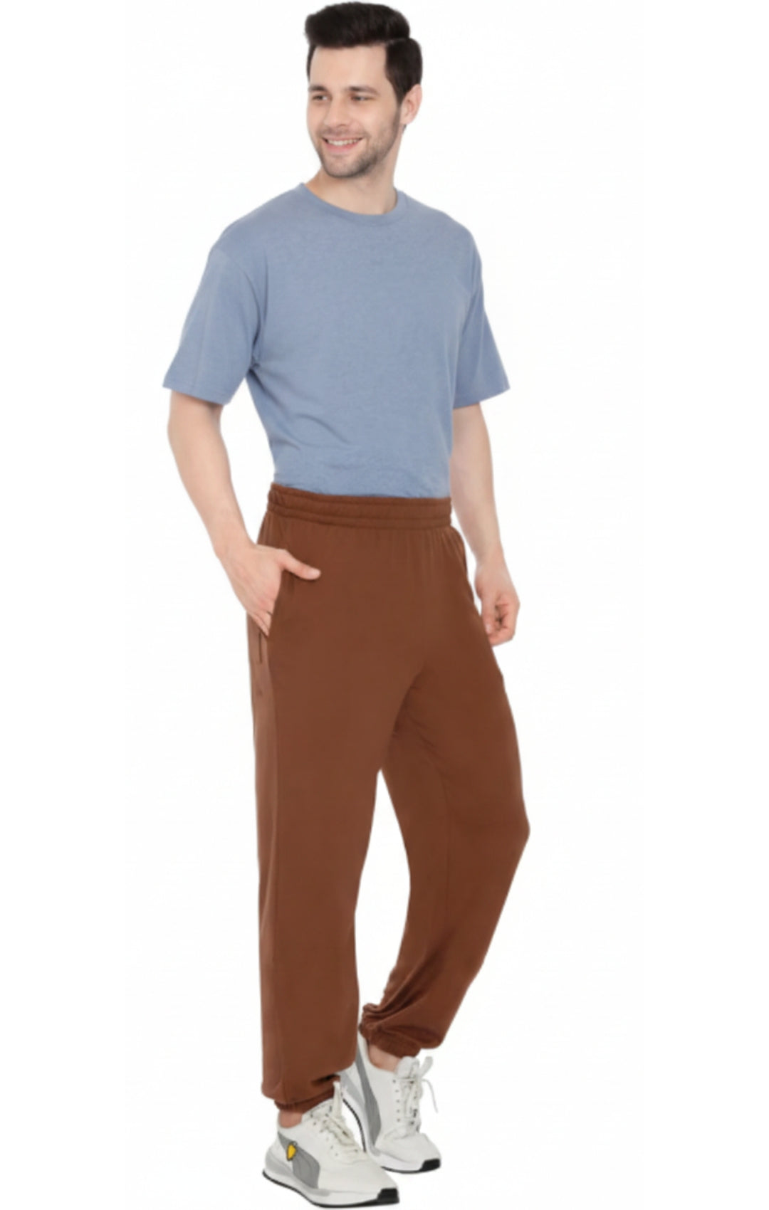 Men's Pull-On Elastic Waist Knit Pants — Relaxed Fit Lounge Pants