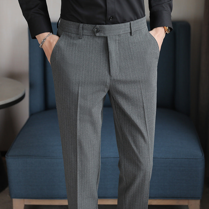 Mens Casual Pants Slim Fit Trousers Business Grade Wrinkle Resistant