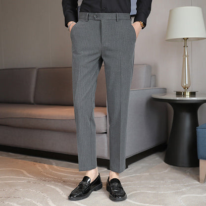Mens Casual Pants Slim Fit Trousers Business Grade Wrinkle Resistant