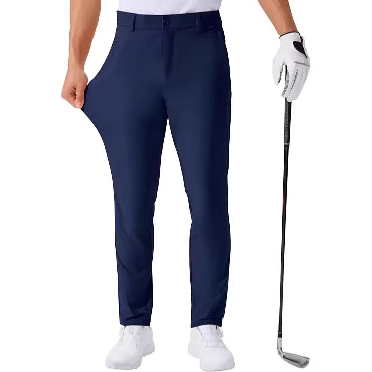 Stretch Solid Color Golf Men's Dress Trousers Long Pants