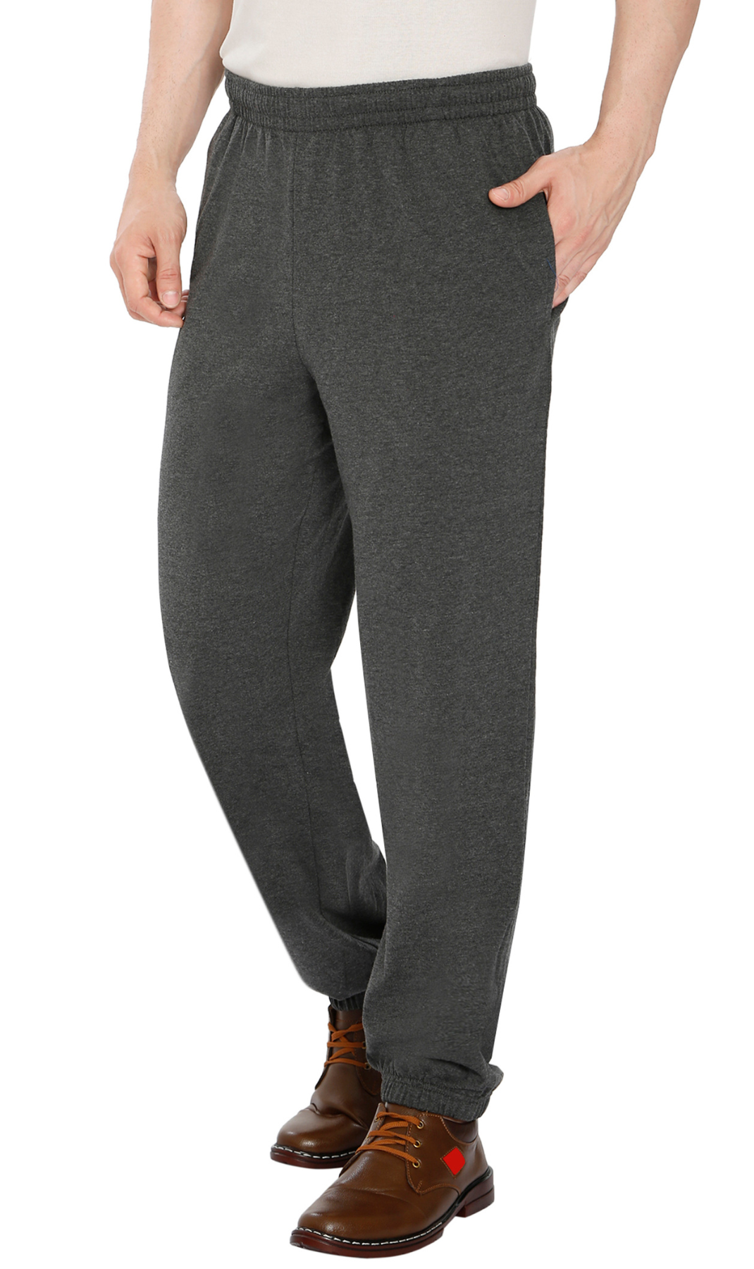 Men's Pull-On Elastic Waist Knit Pants — Relaxed Fit Lounge Pants