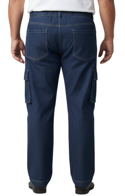 Men's Pull-On Jeans with Double Cargo Pockets — Lightweight Easy Fit