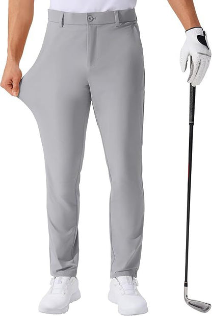 Stretch Solid Color Golf Men's Dress Trousers Long Pants