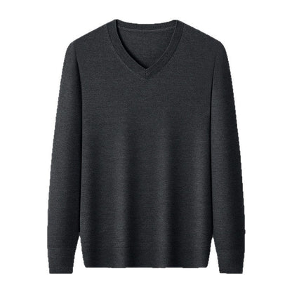 Mens Casual Slim-fit V-neck Solid-color Bottoming Top
