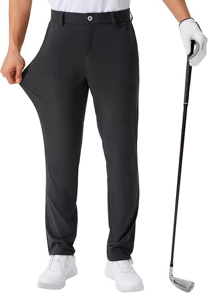 Stretch Solid Color Golf Men's Dress Trousers Long Pants