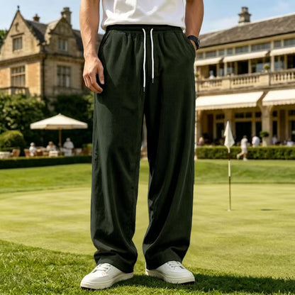 Mens Corduroy Non-Stretch Loose-Fit Casual Trousers