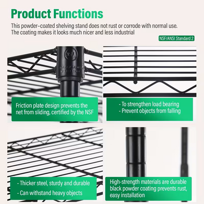 3/4/5/6/7/8 Tier Storage Shelves-Adjustable Wire Shelving Rack-Multi Sizes