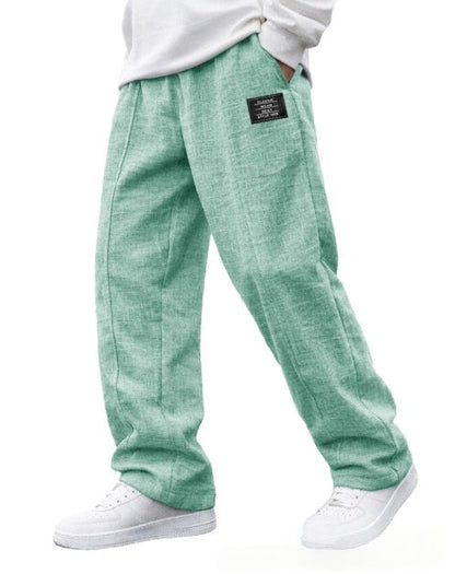 Mens Casual Embroidered-logo Drawstring Loose-fit Elastic-waist Pants With Pockets