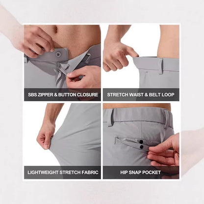 Stretch Solid Color Golf Men's Dress Trousers Long Pants