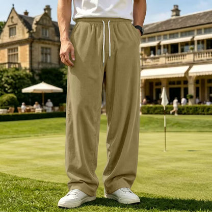 Mens Corduroy Non-Stretch Loose-Fit Casual Trousers