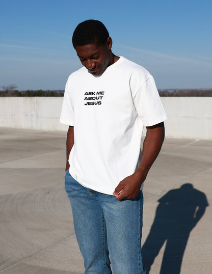 Ask Me About Jesus Heavyweight Tee