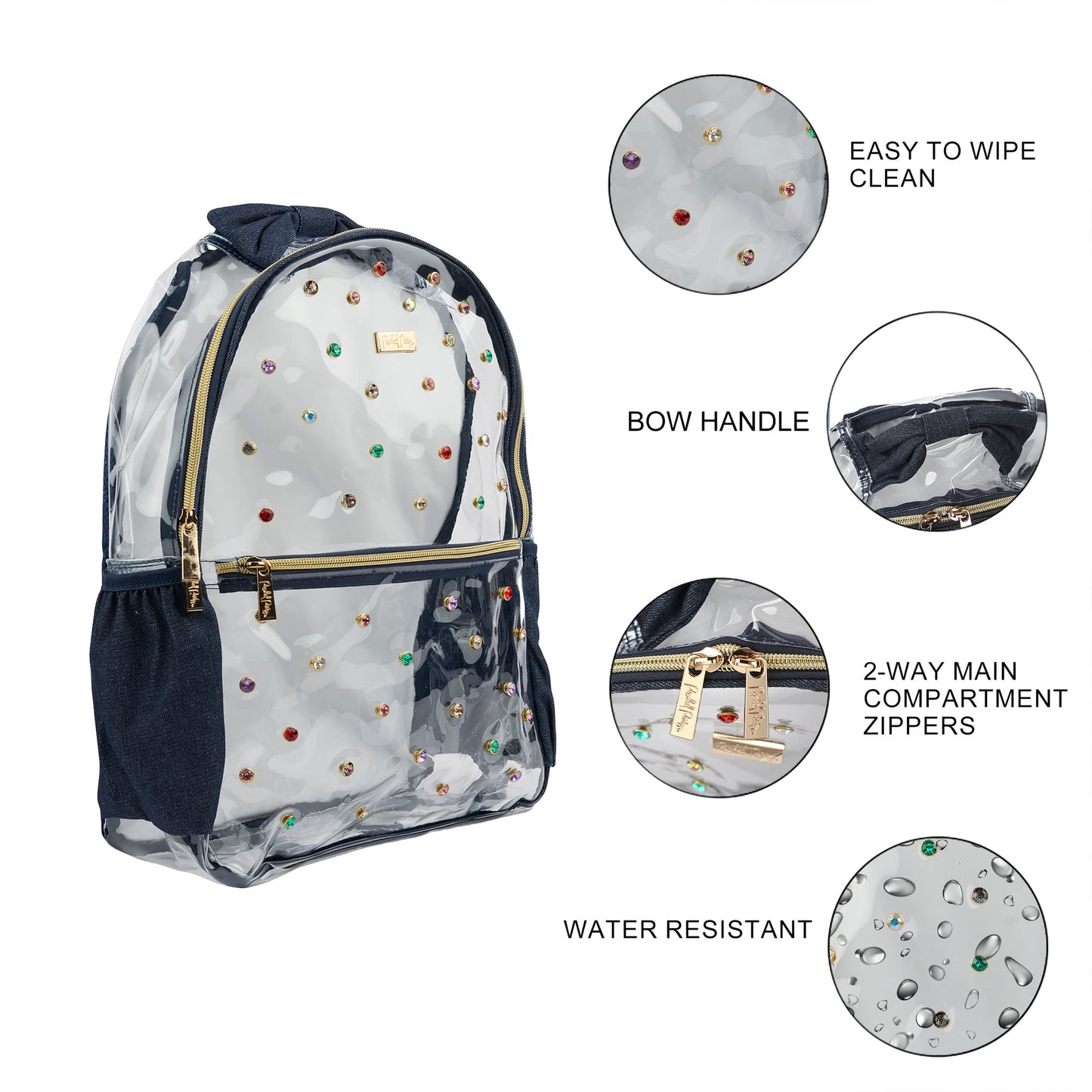 Clear Denim and Gems Backpack