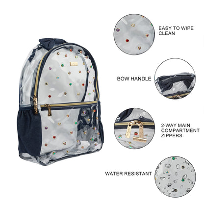 Clear Denim and Gems Backpack