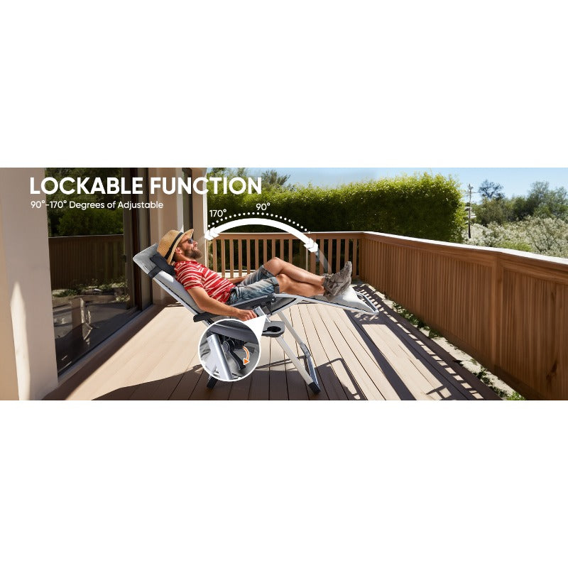 Zero Gravity Recliner Chair Foldable Patio Lounge w/Cup Holder & Cushion