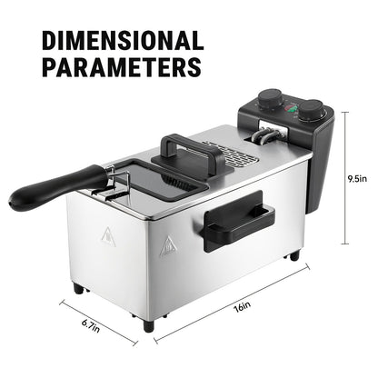 1700W Electric Deep Fryer 3L/5L Stainless Steel w Basket Timer Temperature