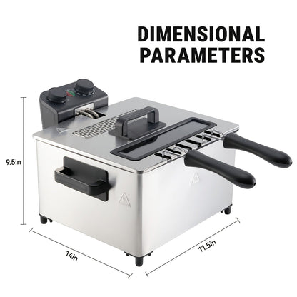 1700W Electric Deep Fryer 3L/5L Stainless Steel w Basket Timer Temperature
