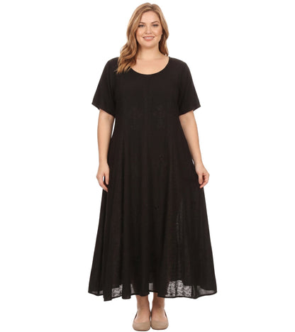 Sakkas Hailey Cap Sleeve Caftan Long Embroidered Stonewashed Dress
