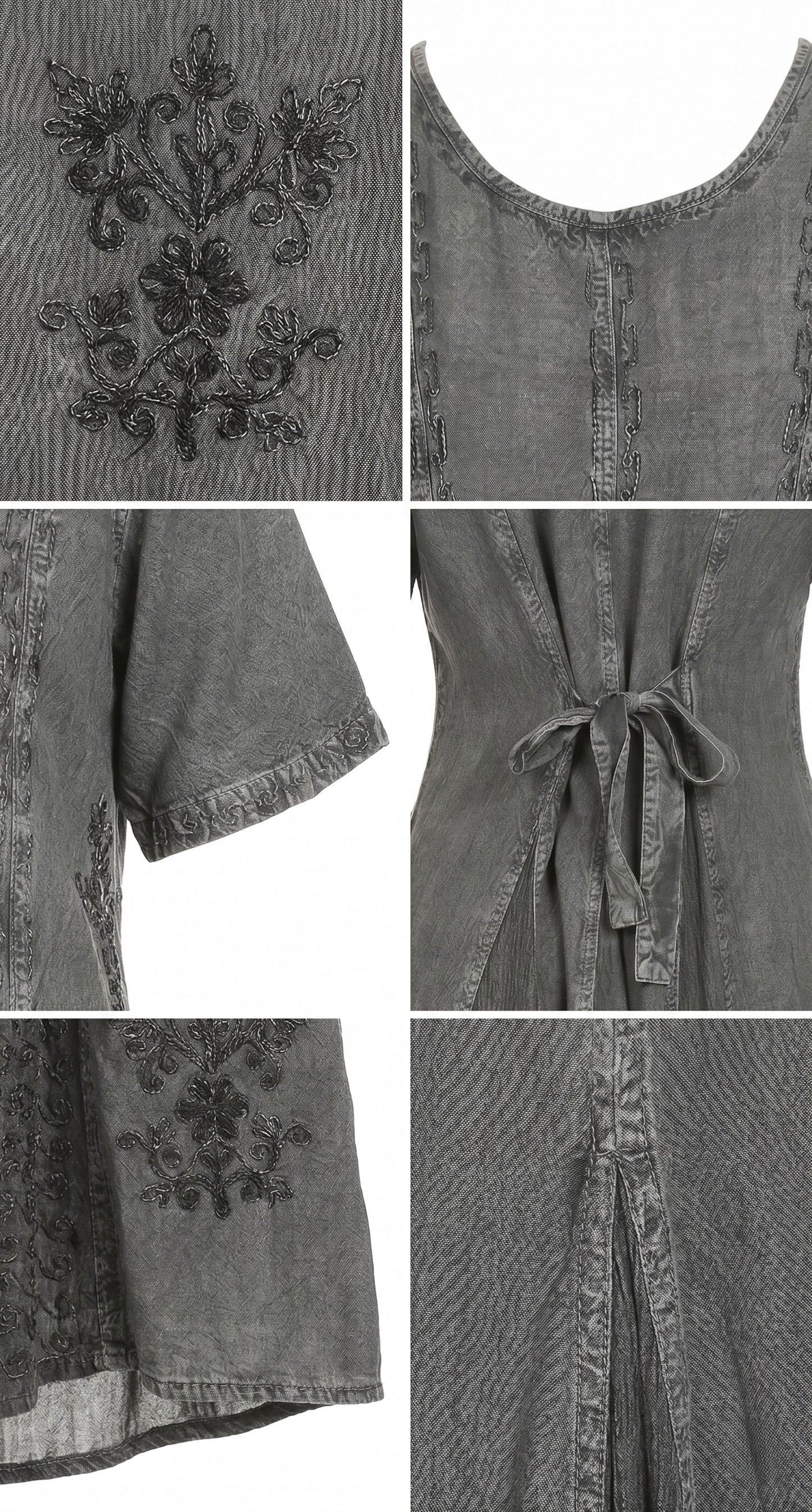 Sakkas Hailey Cap Sleeve Caftan Long Embroidered Stonewashed Dress