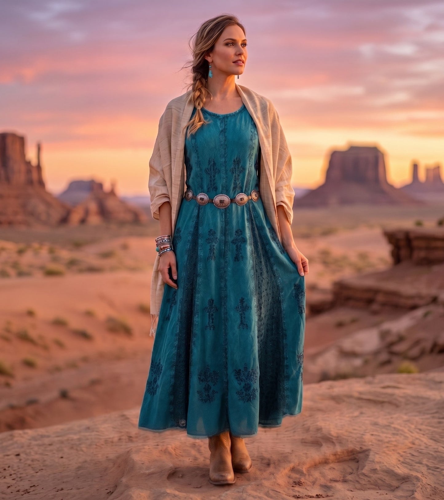 Sakkas Hailey Cap Sleeve Caftan Long Embroidered Stonewashed Dress