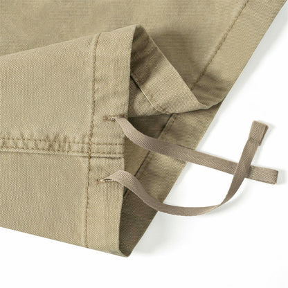 Workwear Straight Leg Long Pants Men's Vibe American Style Pleated Design Irregular Pocket Drawstring Loose Casual Trousers