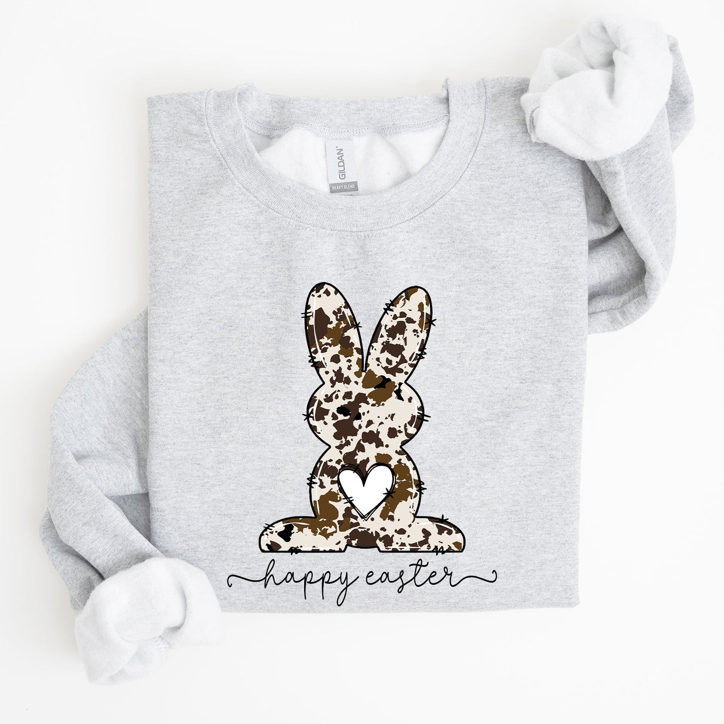 Easter Bunny Happy Easter Rabbit Cow Print Festive Spring Holiday Graphic Sweatshirt