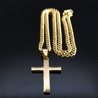 Stainless Steel Cross Pendant Necklace | Hip Hop Jesus Chain Jewelry for Men Women