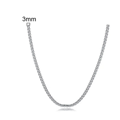 Round Box Chain Necklace for Men | Stainless Steel Link Chain in Gold, Silver, or Black