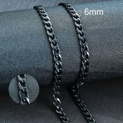 Vnox Men's Cuban Link Chain Necklace | Stainless Steel Black Gold Color Choker Jewelry