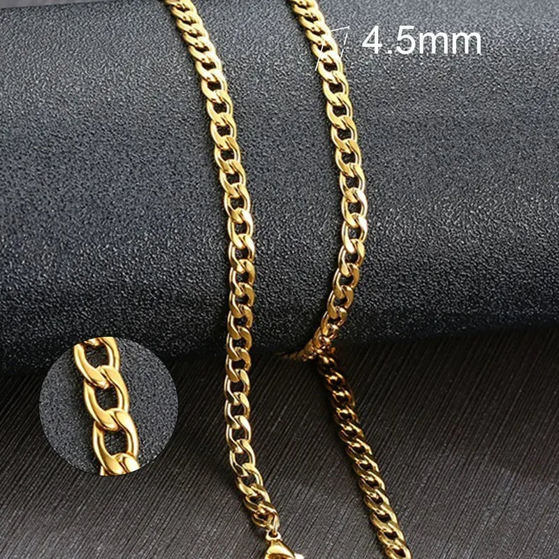 Vnox Men's Cuban Link Chain Necklace | Stainless Steel Black Gold Color Choker Jewelry