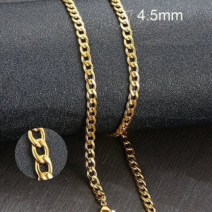 Vnox Men's Cuban Link Chain Necklace | Stainless Steel Black Gold Color Choker Jewelry